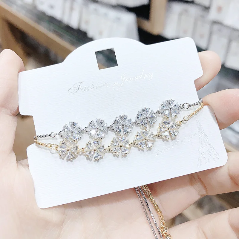 

Wholesale Korean Fashion 3A Zircon Bracelet Inlaid Pull Adjustable Size Female Jewelry