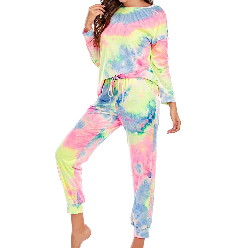 Gradient Tie Dye Sweatsuit Set Long Sleeve Tops Drawstring Jogger Pants Tracksuit Loungewear |
