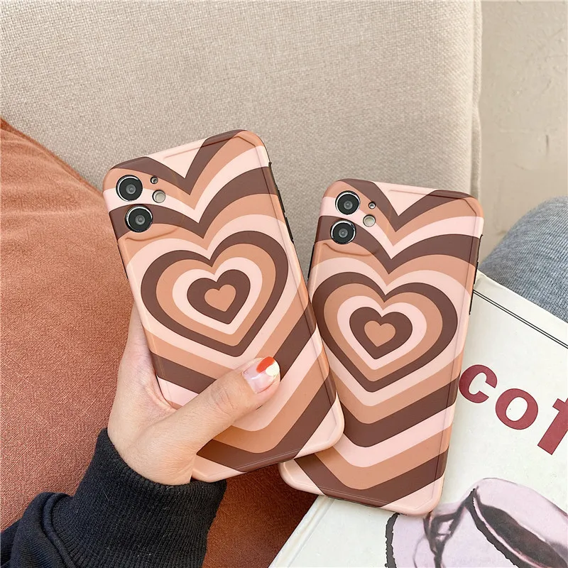

Love Coffee Heart Luxury Silicone Cover Phone Case for Iphone12Mini 11 Pro Max X Xr Xs 7 8 Plus 6S Plus 5S 2020 Se Cover 2021