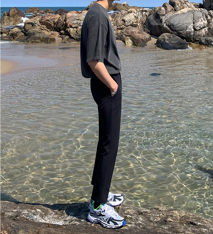 

Textured water wash to do old TEE men's bottom shirt summer all-match letter printed short sleeve T-shirt