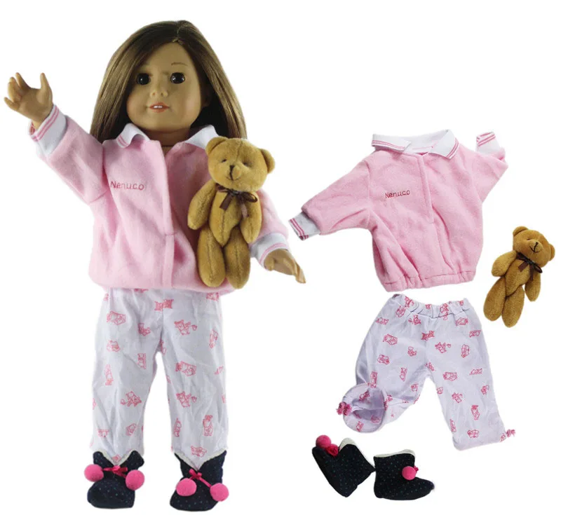 Много стилей пижамы на выбор 1 комплект кукольная одежда топ+ брюки для 18 дюймов американская кукла ручной работы Высокое качество 1" кукольная одежда