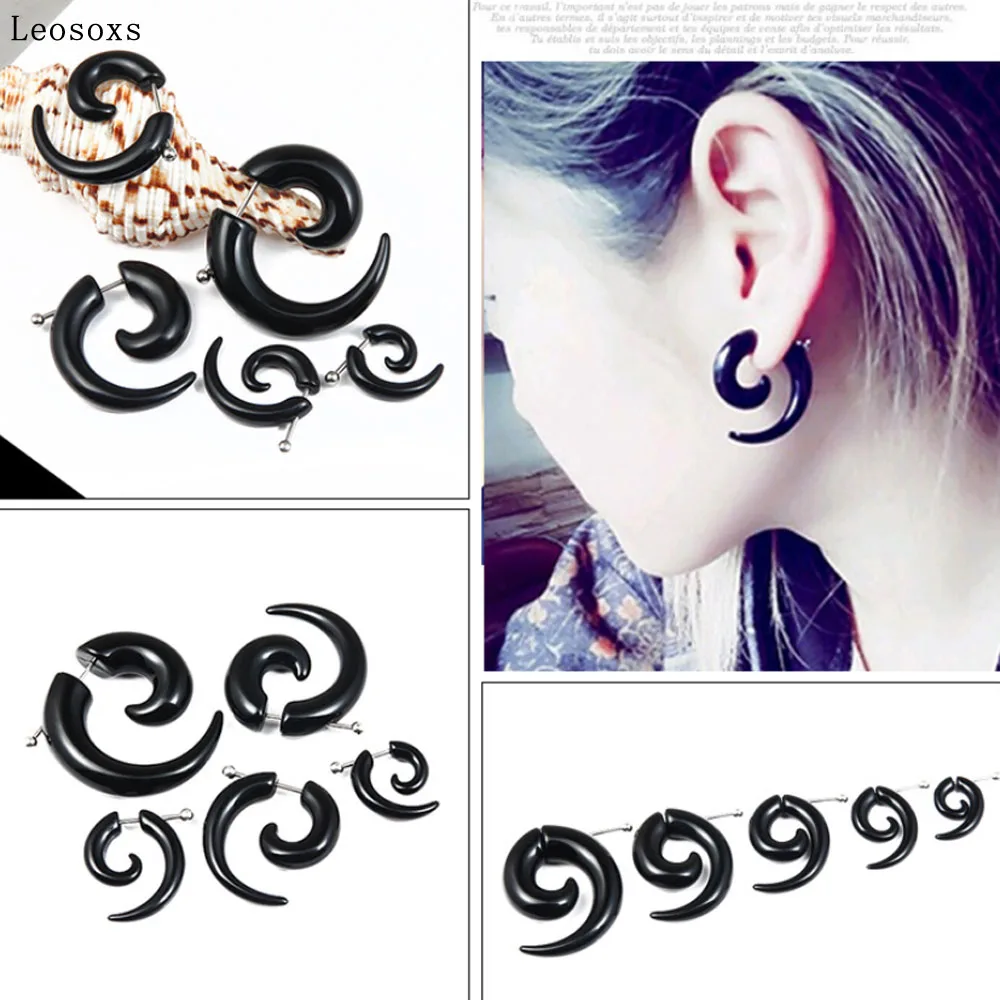 

Leosoxs 2pcs Acrylic Black Horns Crooked Horns Snail Stud Earrings Fashion Jewelry for Men Women