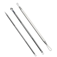 3pcs double stainless steel acne needle acne removal tool face spot cleaner spoon facial pore cleaning skin care tools