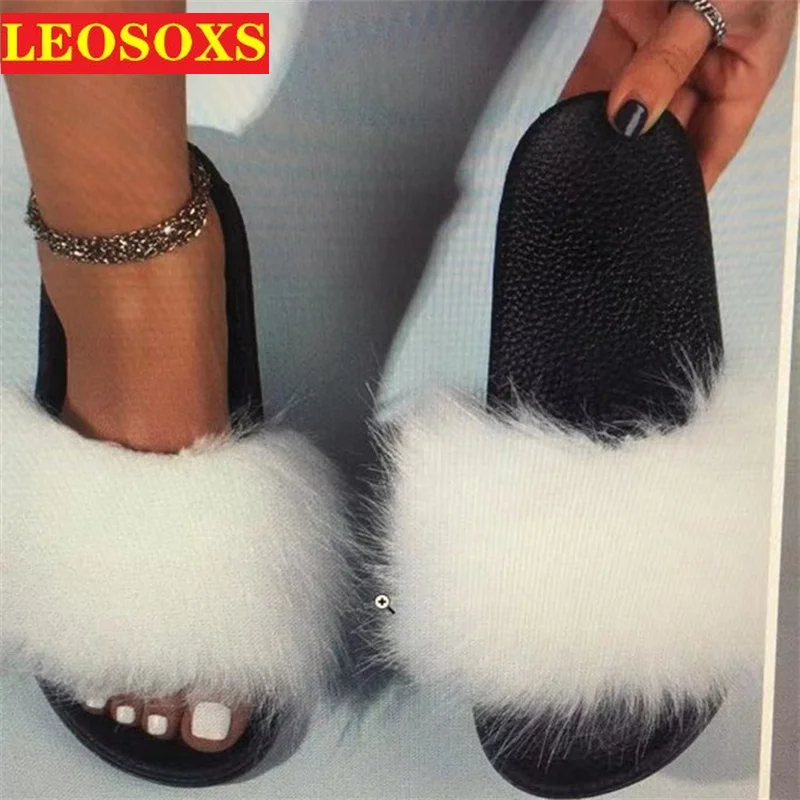

Fashionable Women's Suede Long Hair Slippers Flat Bottom Comfortable Outdoor Street Casual Slipper with Open Toe Women