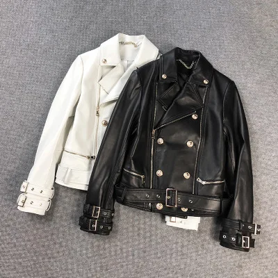 

MESHARE Women Spring Genuine Real Sheep Leather Jacket E38