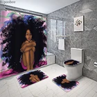 Красивая африканская девушка Bipoobee, прочная тканевая занавеска для душа, комплект для ванной комнаты, Африканский женский нескользящий ковер, ковер, чехлы для сидений и унитаза