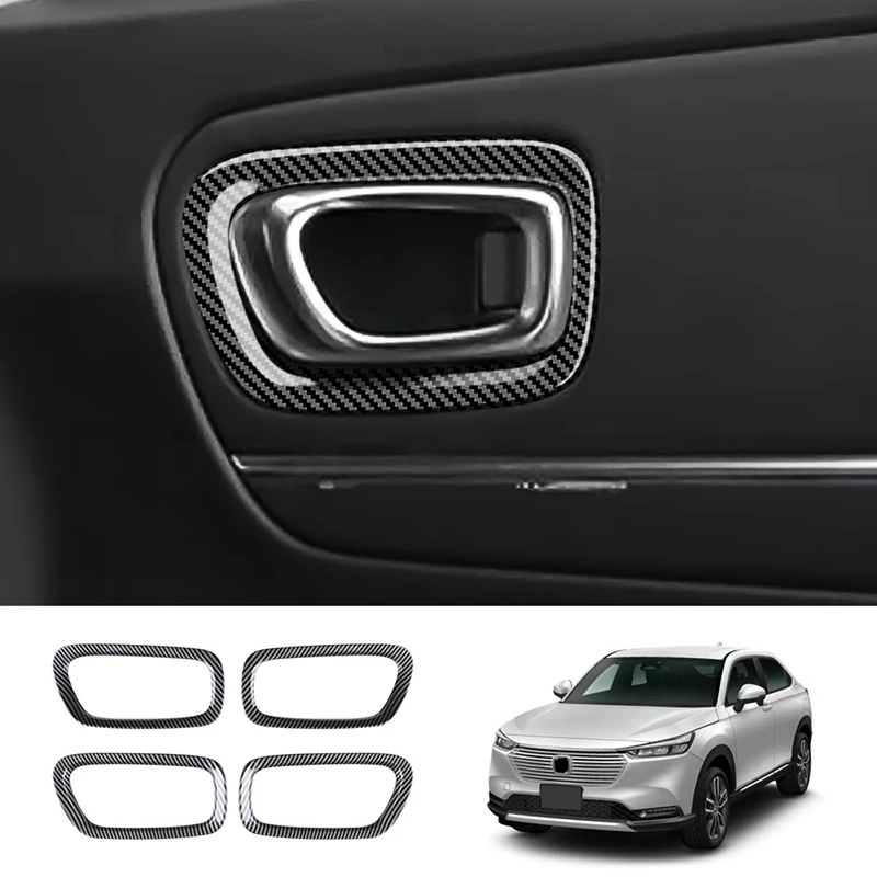 

Car Interior Carbon Fiber Door Handle Frame Cover Trim Accessories For Honda HRV HR-V Vezel 2021 2022