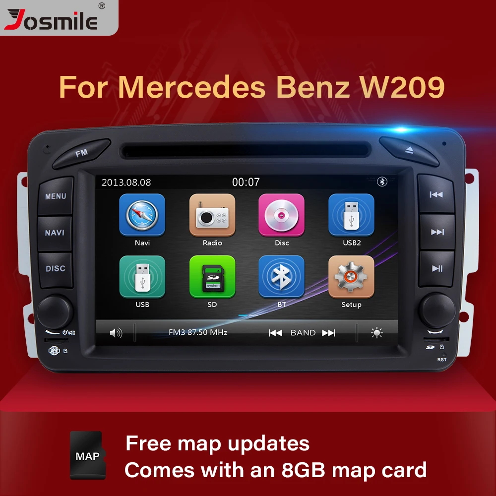 Автомобильный DVD-плеер Josmile 2 Din для W203 Mercedes Benz Vito W639 W168 Vaneo Clk W209 W210 M/ML