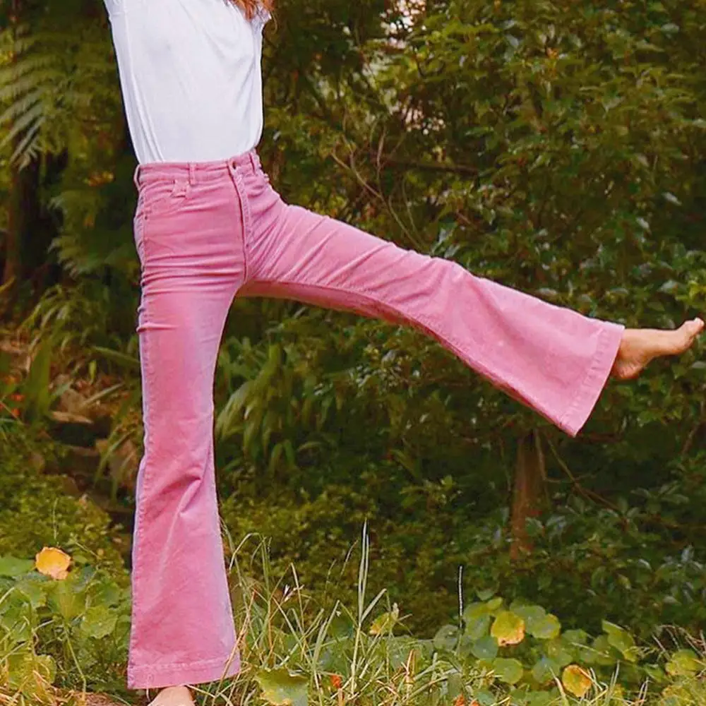 Женские вельветовые повседневные штаны с высокой талией облегающие Стрейчевые