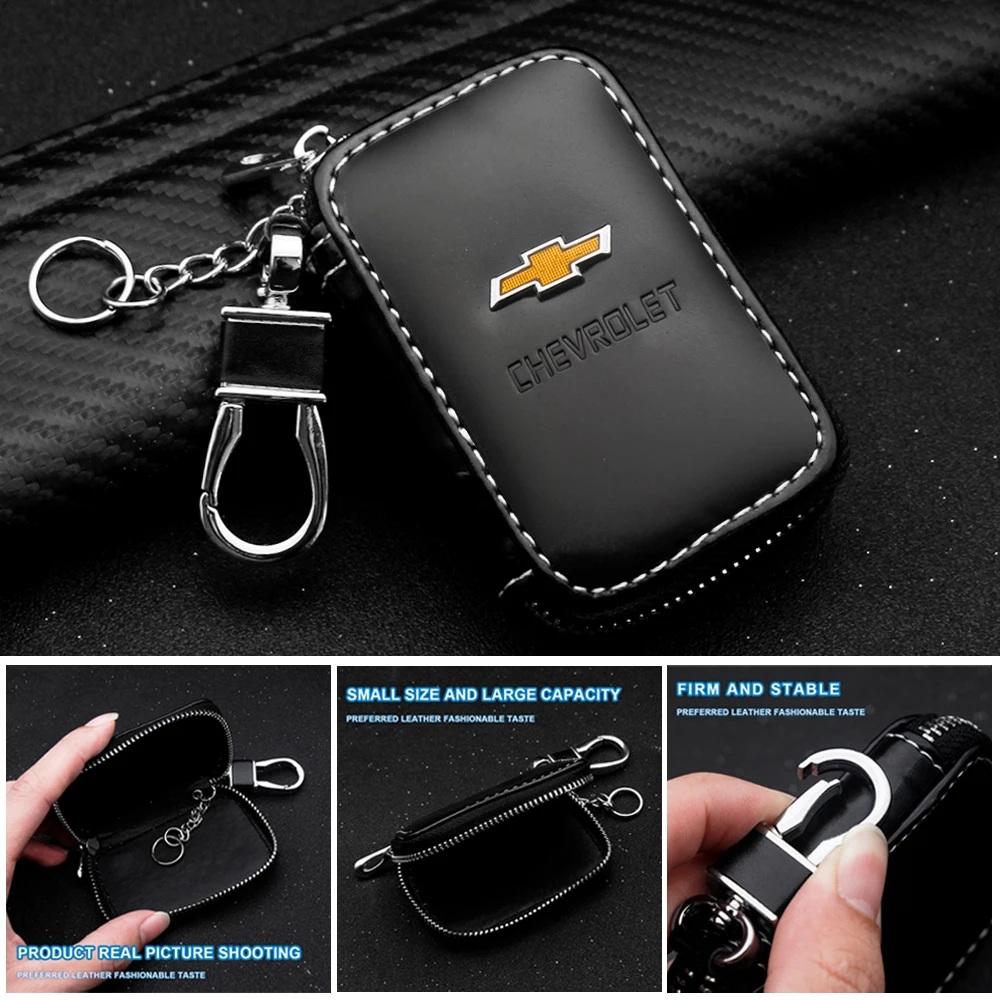 

1Pcs Leather Zipper Car Keychain Car Key Case Auto Interior for Chevrolet Captiva 2007-2010-2015 Auto Accessories Car Key Case