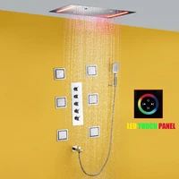bathroom atomizing rain shower system brass thermostatic faucet set 50x36 cm bath head led touch panel body sprayer jet