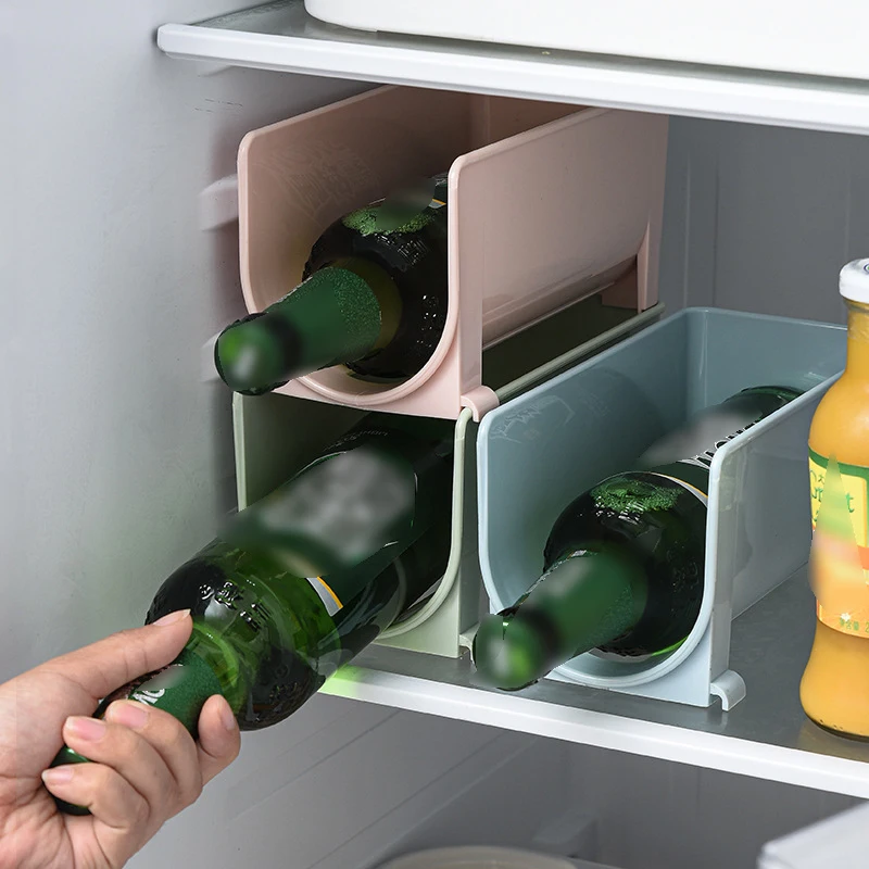 

Large Refrigerator U-shaped Shelf Can Be Superimposed Wine Rack Beer Beverage Cans Storage Rack Space Saving Kitchen Accessories