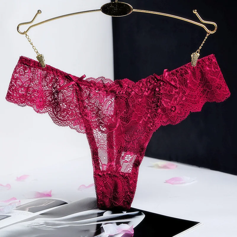 Роскошное женское нижнее белье, кружевные стринги размера плюс M/L/XL, ультра тонкие женские трусы с оборками, нижнее белье