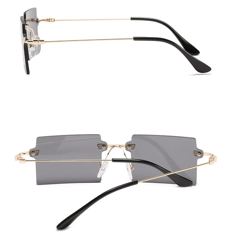 Модные маленькие квадратные солнцезащитные очки без оправы для женщин 2021 новые