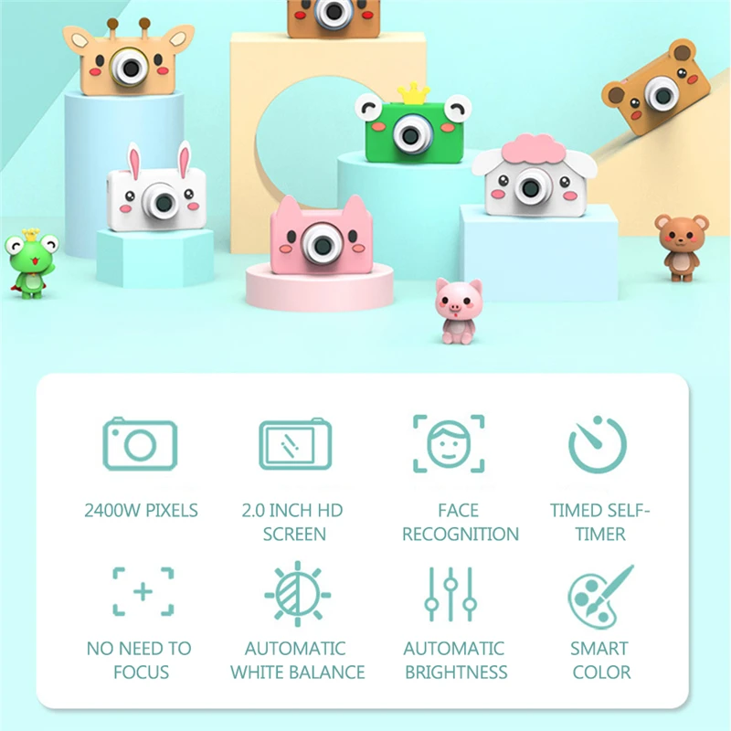 Портативная детская мини камера с картой памяти 32 ГБ 2400 Вт HD цифровая милый