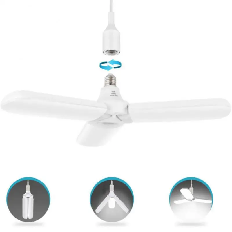 

E27 Garage Light White Light Adjustable Panels Led Lamp Ceiling Folding Fan Install Lamp Home Garage Living Room lighting Bulb