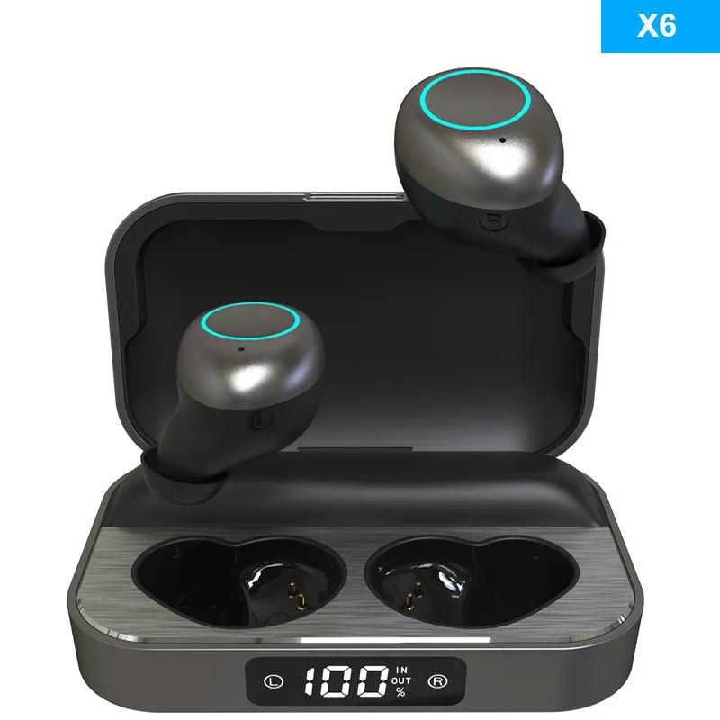 X6 наушники вкладыши TWS Bluetooth 5 0 водонепроницаемый Hi Fi Беспроводной светодиодный