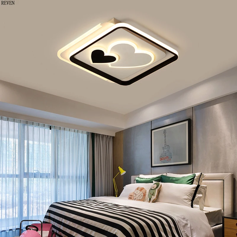 

Heart-printed led bedroom lamp simple modern living room lamp creative personality room lamp 2019 new Nordic ceiling lamp