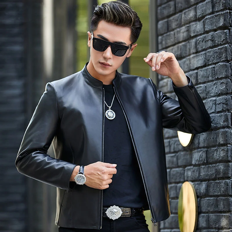 

Men New Autumn Winter Plus Size Sheepskin Coat Male Slim Aviation Genuine Leather Bomber Jacket Motorcycle Outwear D86