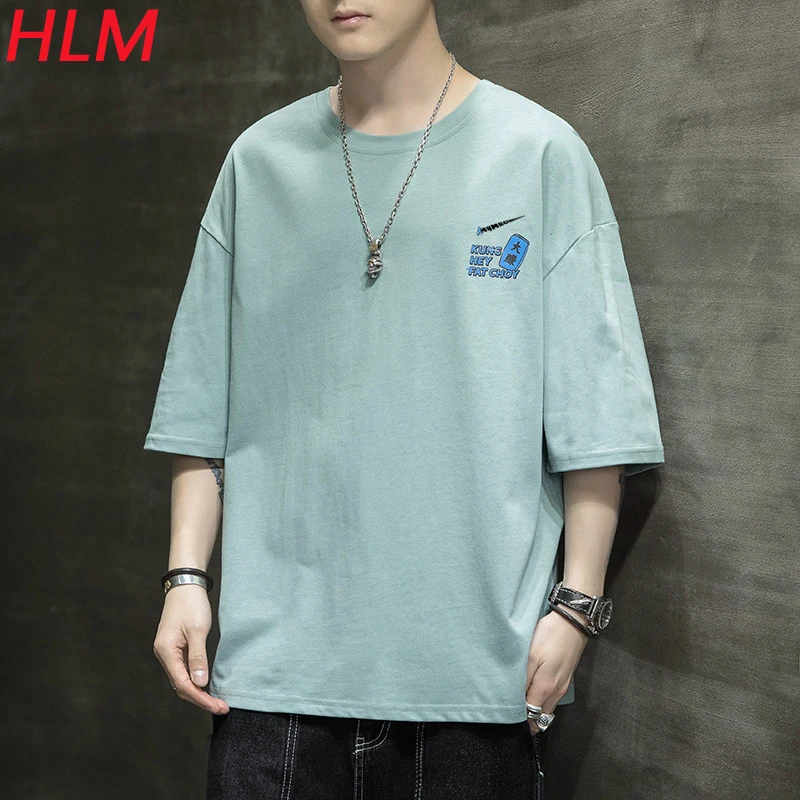 

HLM Loose Summer Solid Color Short-sleeved Tshirts High-quality Simple Cotton Sports Casual Plus Size Tops For Women and Man
