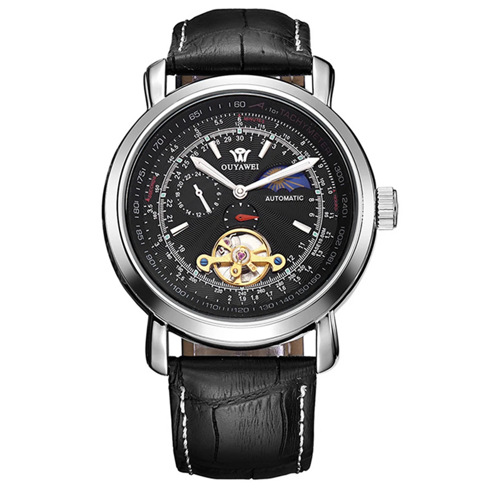 OUYAWEI, новинка, механические наручные часы, розовое золото, чехол Tourbillon, Moonphase, автоматическая обмотка, мужские часы, деловые часы, Montre Homme