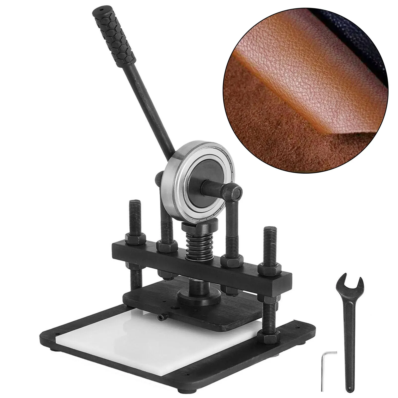 VEVOR-cortador de cuero con placa superior de 200X140 MM, troquel Manual duradero, m&aacute;quina de grabado en relieve de rodamiento de agujas para papel de PVC-0