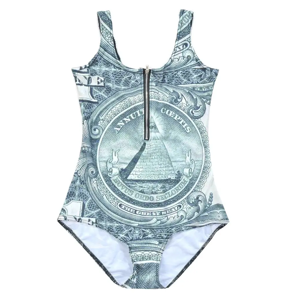 Купальный костюм для женщин с принтом наличных в долларах США от S до 3XL