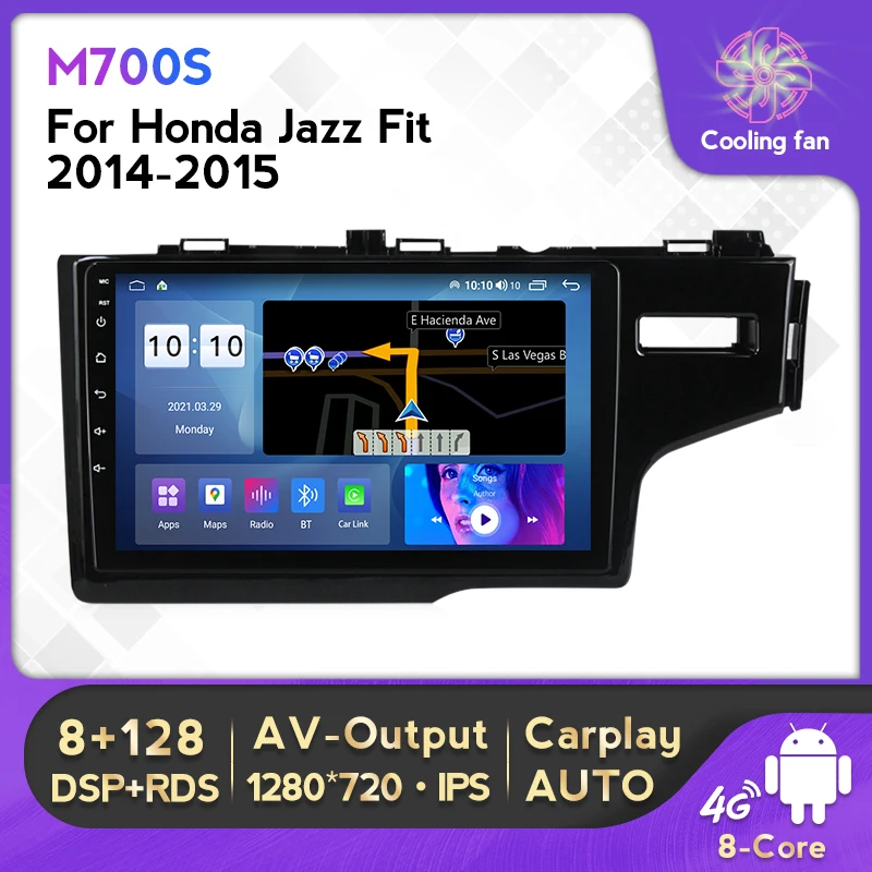 

1280*720P Android 11 built-in Carplay Auto GPS navigation For Honda Jazz Fit 2014 2015 car radio multimedia player 4G LTE WiFi