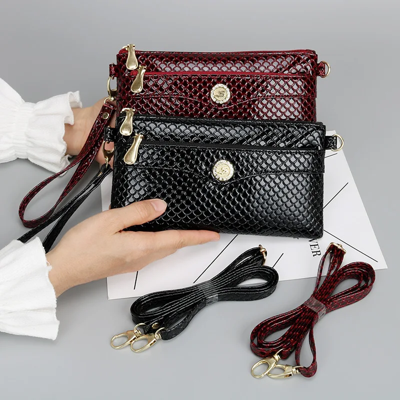 

Women wallet Double Zipper Wallet multifunction wristlet clutch bag leather women Handbag lady Cell phone purse portfel damski
