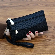 New Fashion Pu Leather Wallet Clutch Women's Large Capacity Purse High Quality Solid Color Phone Wallet Female Case Phone Pocket