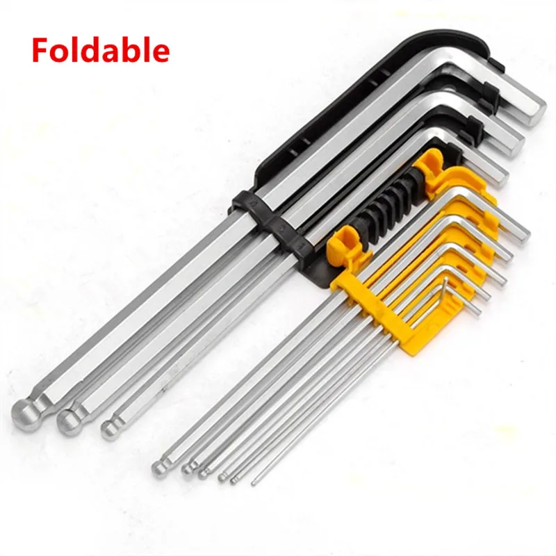 9 шт. Набор шестигранных гаечных ключей CRV метрические очень длинные шариковые