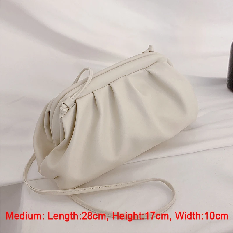 White M Women Simple Dumplings Messenger Bag Designer Retro New Fashion Cloud Female Crossbody Shoulder Bag Tide Handbag Clutch Bag - Цвет: White M