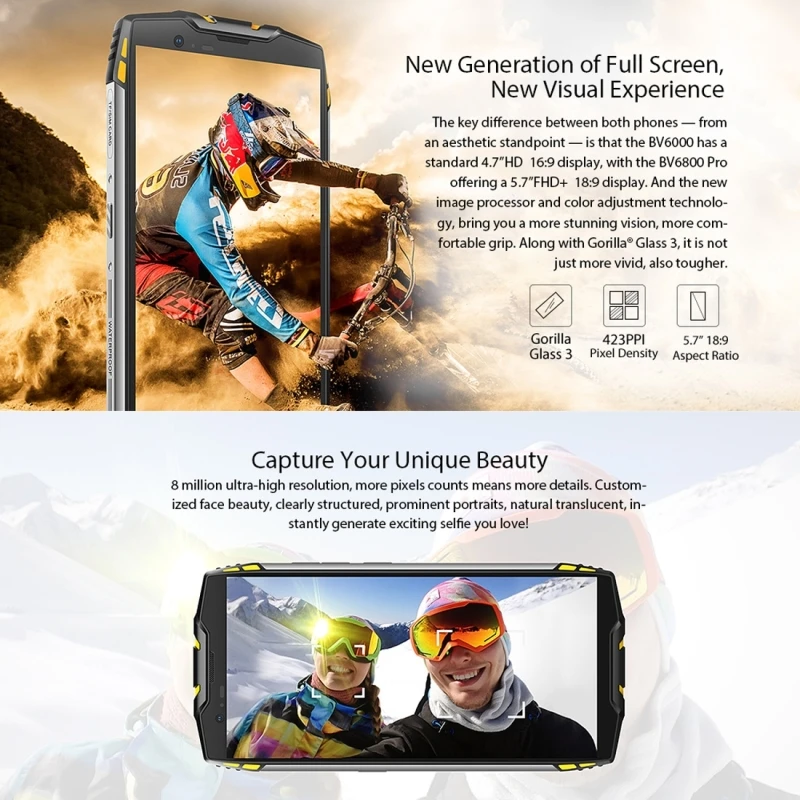 Blackview BV6800 Pro Прочный смартфон 6580 мАч 4 Гб+ 64 Гб 5,7 ''MTK6750T Восьмиядерный 4G мобильный телефон отпечаток пальца NFC Беспроводной