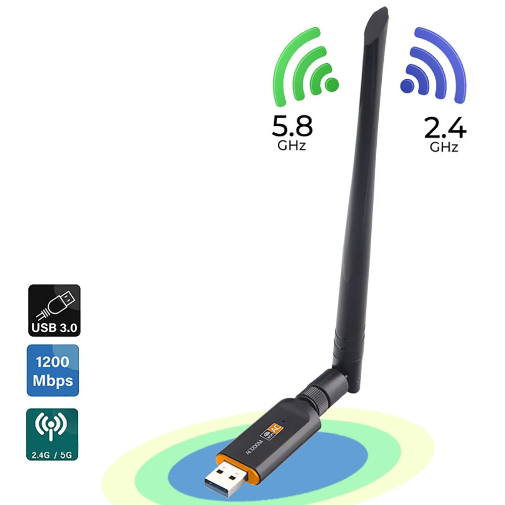 wifi card usb wi fi adapter 1200mbps dual band 2 4g 5g ghz 802 11 antenna wireless network dongle internet gratis for pc phone free global shipping