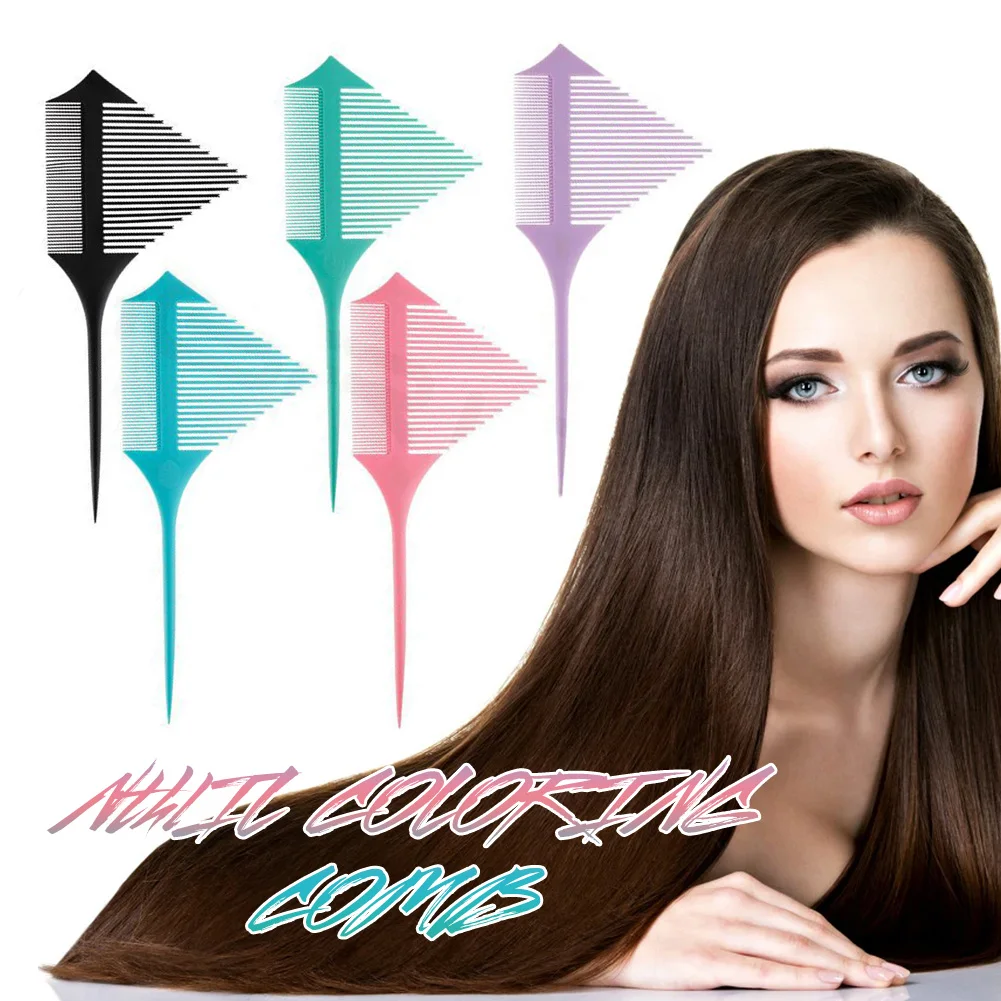 

5 Colors Hair Coloring Comb Anti-slip Handle Double Side Brush Long Handle Not Easy Slip For Home Hair Salon Hair Coloring Tool