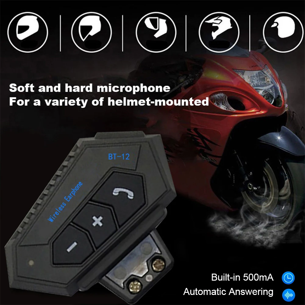 

Motorcycle Bluetooth 4.2 Helmet intercom Wireless Headset hands-free telephone call Kit Stereo Anti-interference Interphone