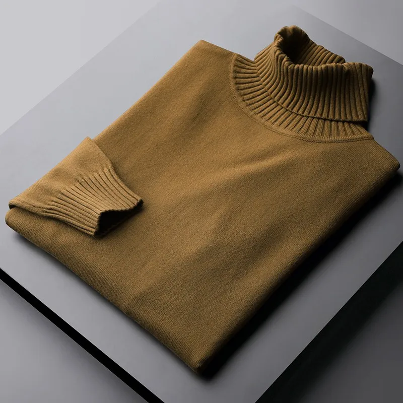 2021 Autumn Winter Mens Sweaters Luxury Solid Color Turtleneck Casual Male Sweaters Fashion Slim Man Sweaters Plus Size 4XL