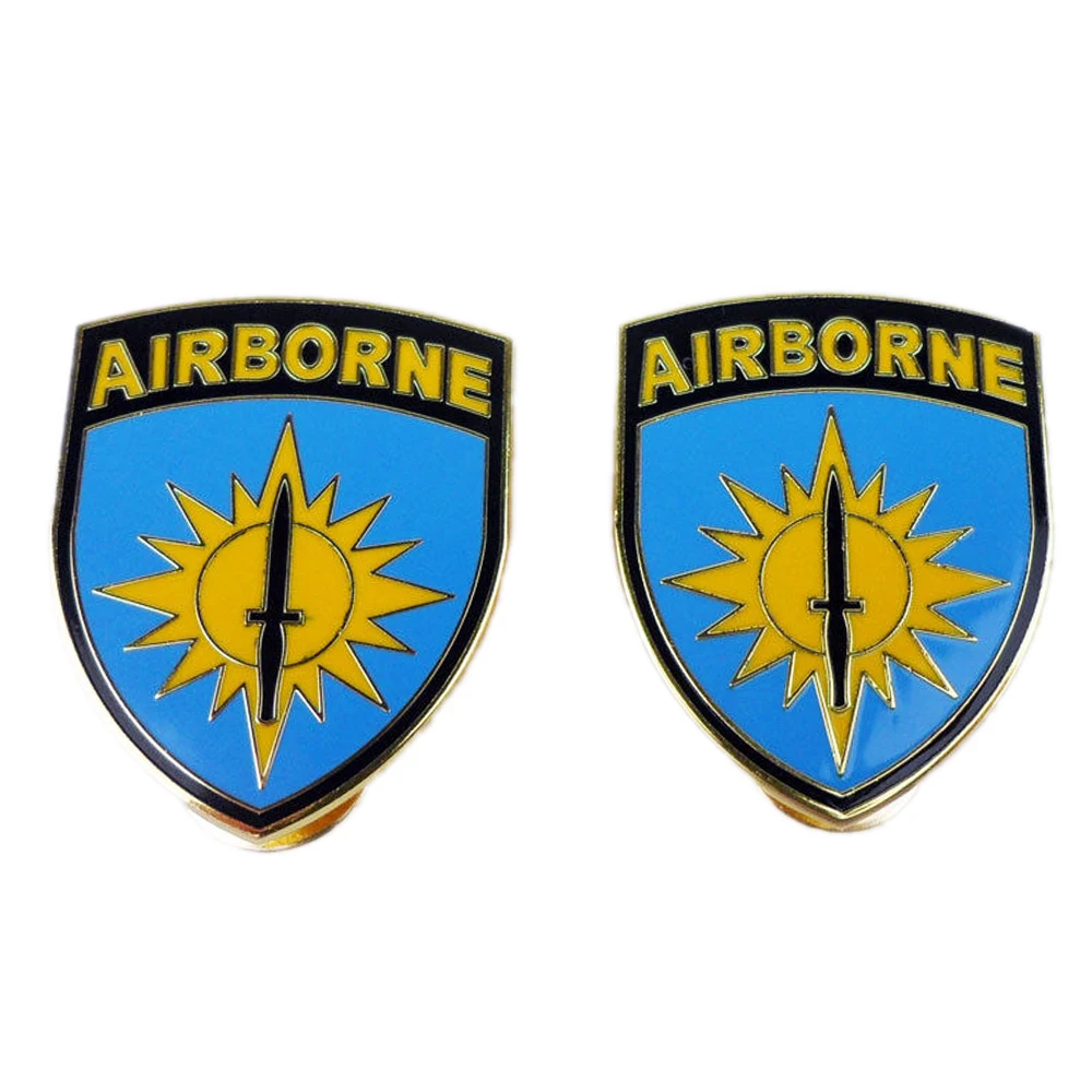 

PAIR US ARMY AIRBORNE SPECIAL FORCES PIN INSIGNIA COCKADE
