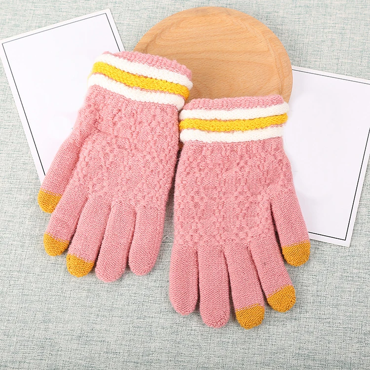 Женские модные шерстяные вязаные перчатки теплые зимние повседневные