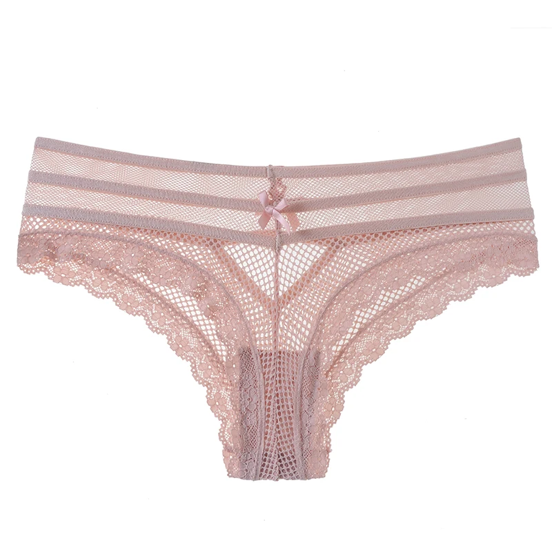 Pink TERMEZY, сексуальные трусики, женские кружевные трусы с низкой талией, женское нижнее белье, дамское нижнее белье с вырезами и бантиком, прозрачные трусики-стринги - Цвет: Pink