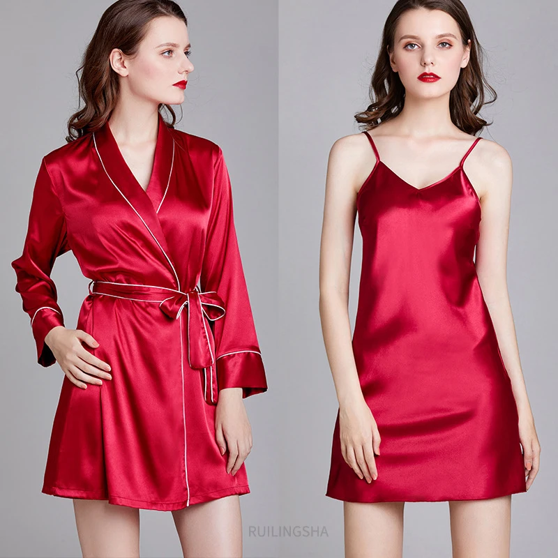 

Women Summer Silk Satin Nightgowns Sleepshirts Sexy Spaghetti Strap Homewear Solid Lace Homewear Sleeveless Sleep Tops Pajamas