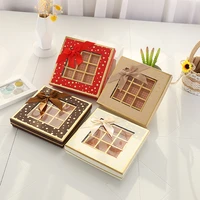 9 grid 12x12x4cm gold chocolate paper box valentines day new year birthday party gifts packing storage boxes with window