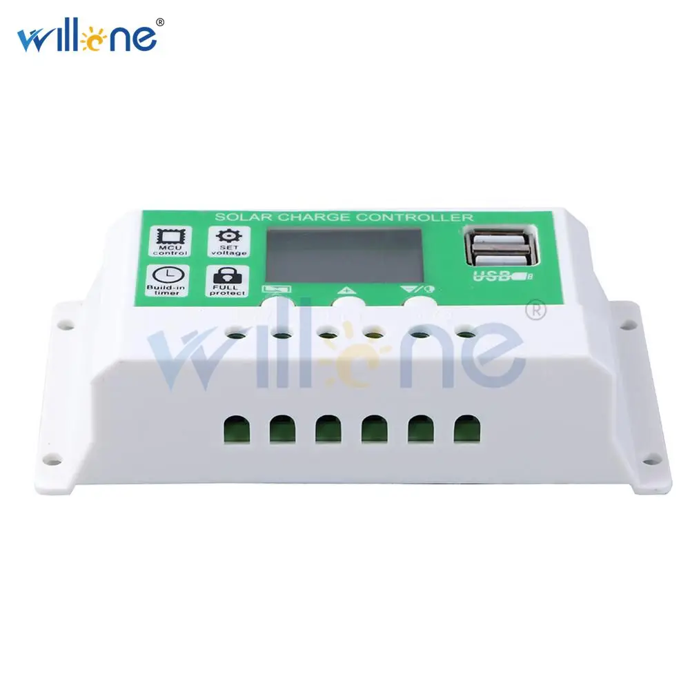 Willone Новое поступление 10A/20A/30A 12 В 24 в ЖК дисплей двойные солнечные панели из