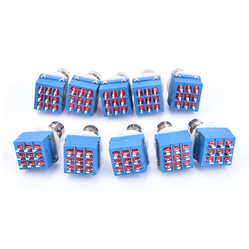 

New 10 pcs/Lot 3PDT 9-PIN Guitar Effects Stomp Switch Pedal Box Foot Metal True Bypass Blue Free Shipping