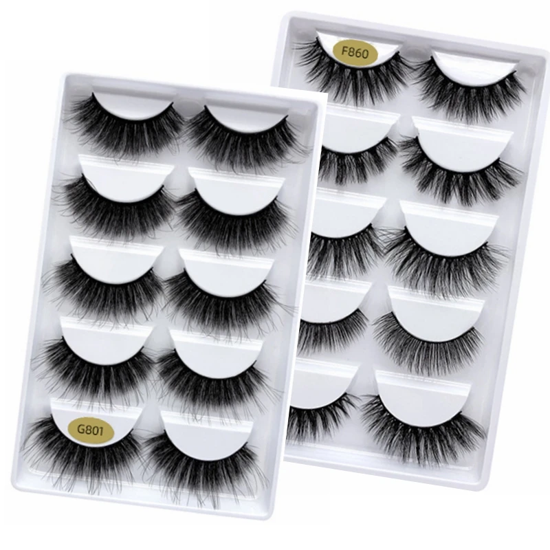 

5 Pairs 3D Faux Mink Hair Cross False Eyelashes Long Eye Lashes Handmade Thick Makeup Beauty Extension Tools