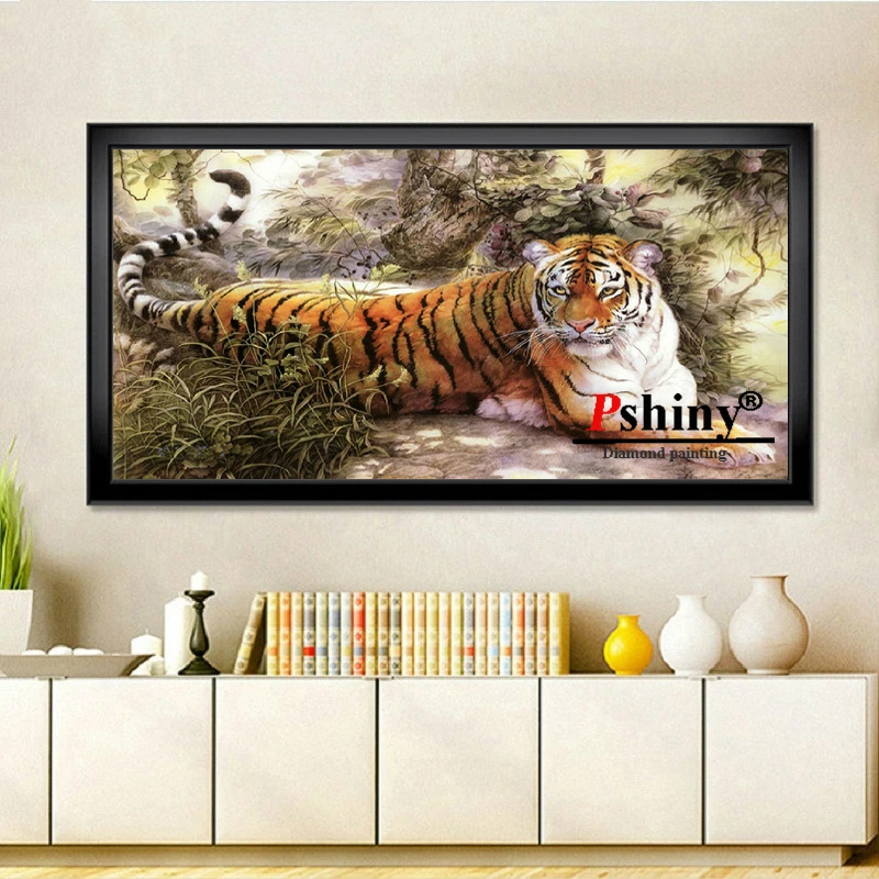 PSHINY 5D DIY алмазная живопись тигр животные фотографии полный дрель круглые стразы Алмазная вышивка продажи, Новое поступление
