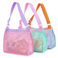 kids beach toy storage mesh bag children shell collection pouch large capacity summer beach sand toys water clothes organizador