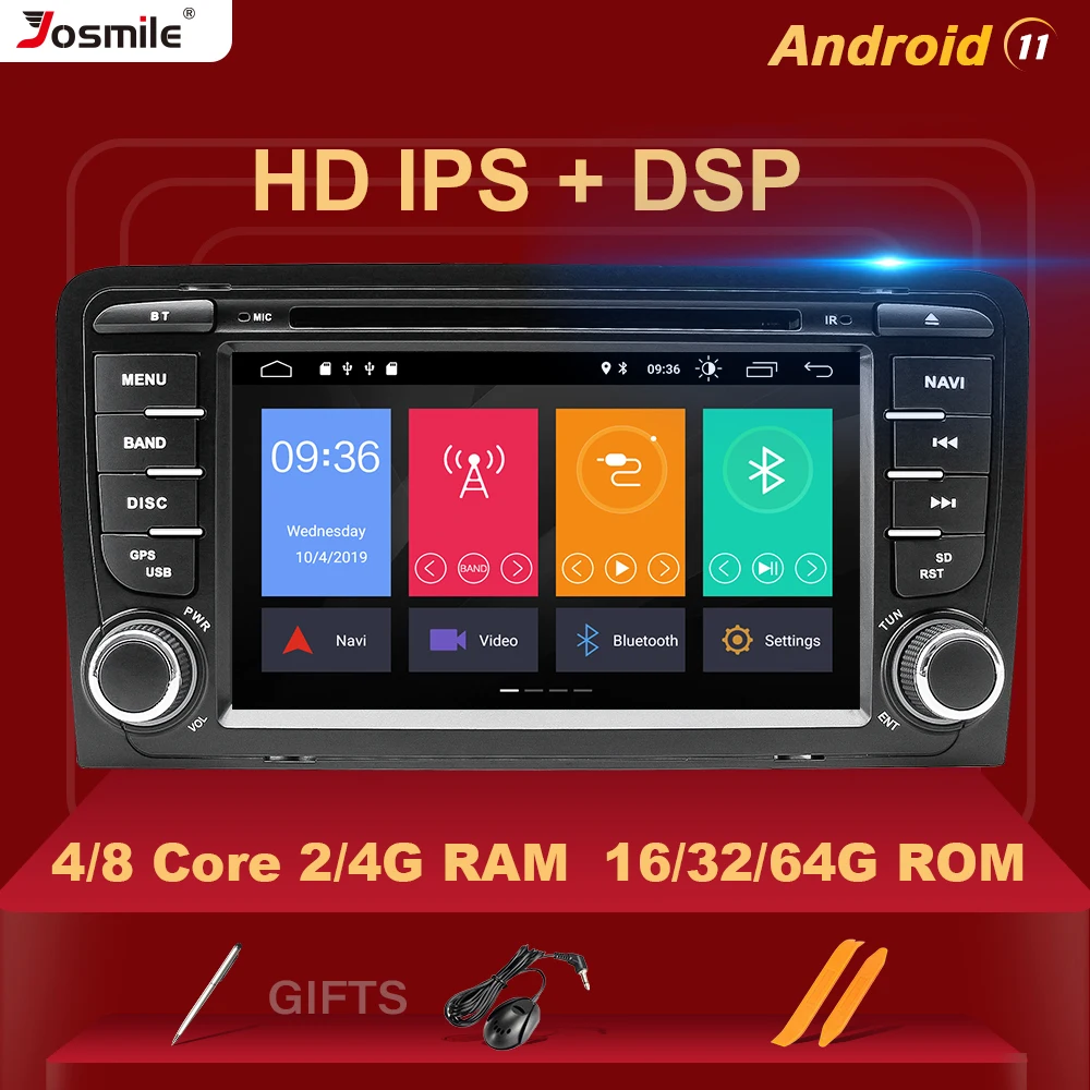 

DSP 4 ГБ 2 din Android 11 автомобильный радиоприемник DVD-плеер для Audi A3 8P S3 2003-2012 RS3 Sportback мультимедийная Навигация стерео головное устройство
