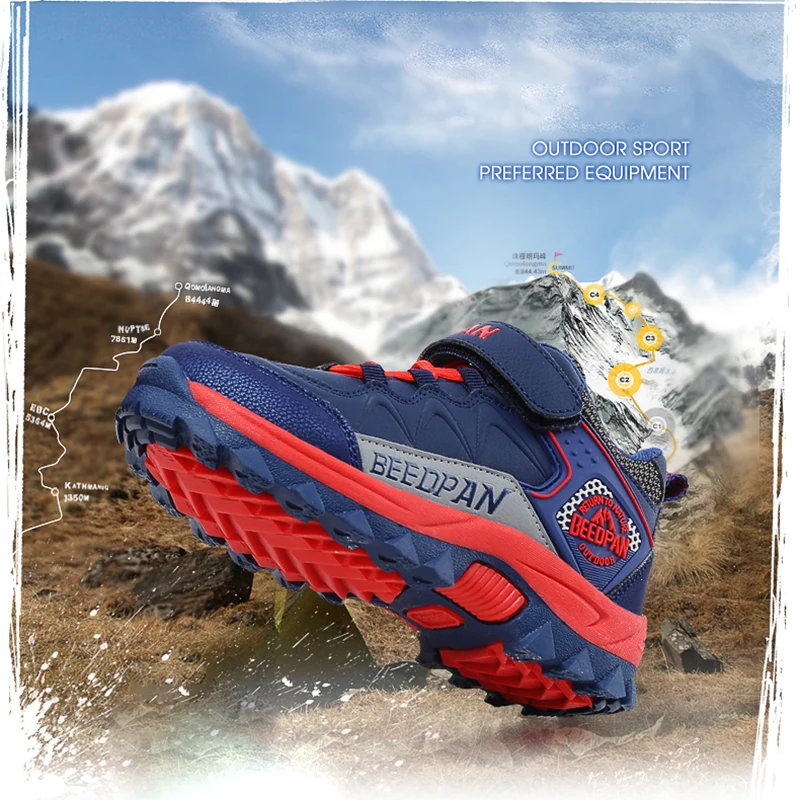 Теплые детские туристические ботинки с плюшевым покрытием зимняя обувь для