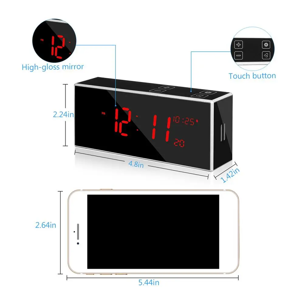 

4k Full HD Touch Screen Alarm Clock Wifi Network Camera Night Vision Motion Detection Alarm For Home Car Office